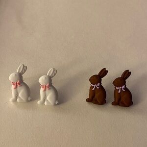 Adorable White and Brown Bunny Earrings
